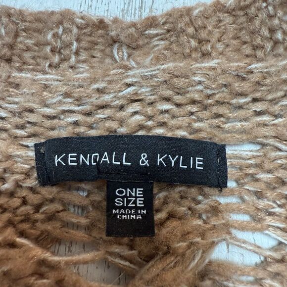 Kendall & Kylie Tan Cardigan Sweater One Size Balloon Sleeves Women - Picture 9 of 11